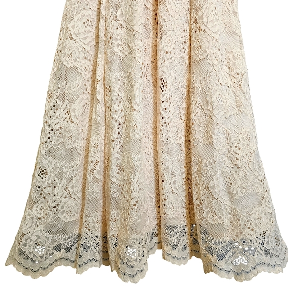 Nwt Nicole Miller Ny Blush Lace Sleeveless Evening Gown - Picture 6 of 17